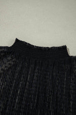 Load image into Gallery viewer, Black Dotty Lace Sheer Mock Neck Long Sleeve Blouse - Fashion Queen -  9
