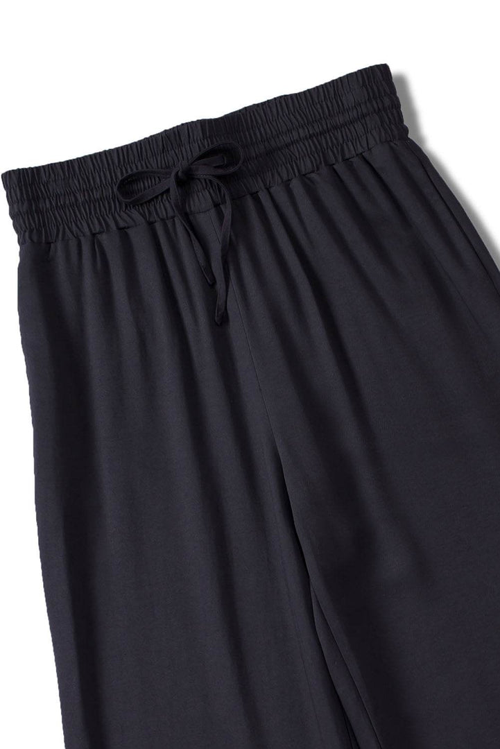 Black Drawstring Elastic Waist Casual Wide Leg Pants - Fashion Queen -  15