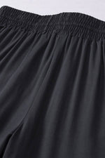 Load image into Gallery viewer, Black Drawstring Elastic Waist Casual Wide Leg Pants - Fashion Queen -  16
