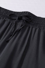 Load image into Gallery viewer, Black Drawstring Elastic Waist Casual Wide Leg Pants - Fashion Queen -  19
