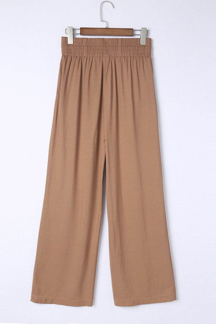 Black Drawstring Elastic Waist Casual Wide Leg Pants - Fashion Queen -  22