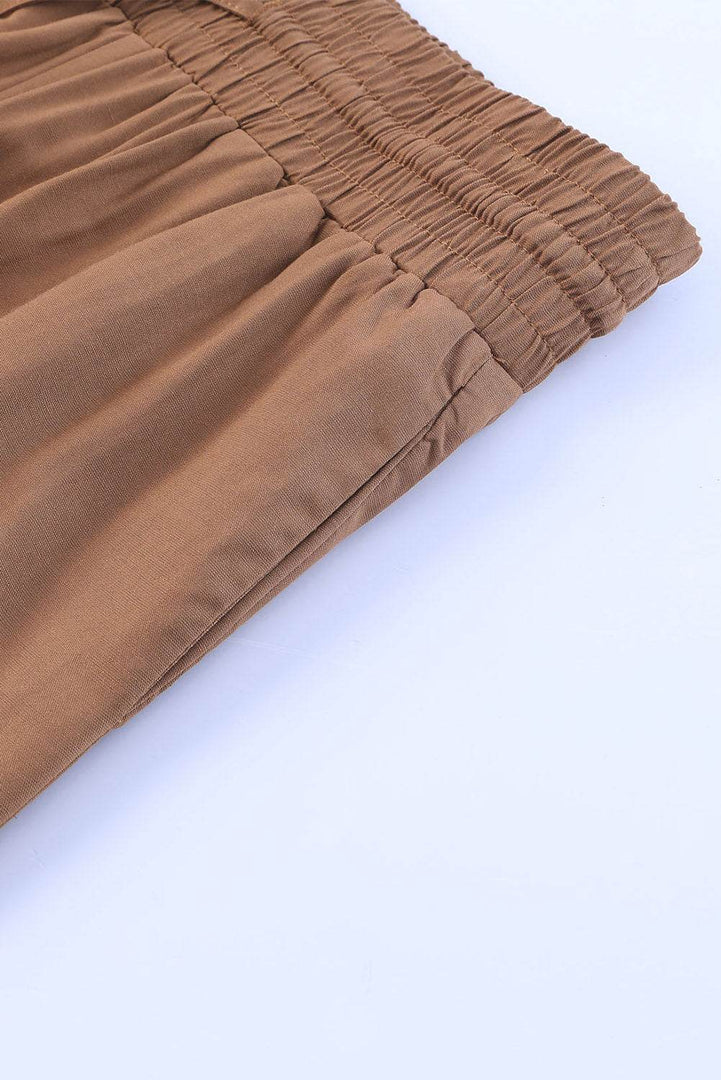 Black Drawstring Elastic Waist Casual Wide Leg Pants - Fashion Queen -  25