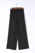 Load image into Gallery viewer, Black Drawstring Elastic Waist Casual Wide Leg Pants - Fashion Queen -  9
