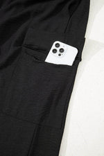 Load image into Gallery viewer, Black Drawstring Frilled Waist Wide Leg Utility Trousers - Fashion Queen -  16
