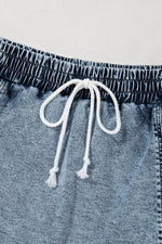 Load image into Gallery viewer, Black Drawstring High Waist Pocketed Denim Shorts - Fashion Queen -  13
