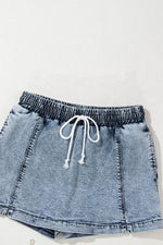 Load image into Gallery viewer, Black Drawstring High Waist Pocketed Denim Shorts - Fashion Queen -  14
