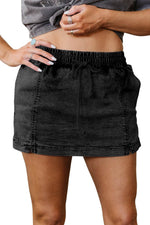 Load image into Gallery viewer, Black Drawstring High Waist Pocketed Denim Shorts - Fashion Queen -  23
