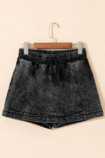 Load image into Gallery viewer, Black Drawstring High Waist Pocketed Denim Shorts - Fashion Queen -  25

