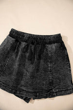 Load image into Gallery viewer, Black Drawstring High Waist Pocketed Denim Shorts - Fashion Queen -  27

