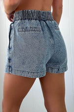 Load image into Gallery viewer, Black Drawstring High Waist Pocketed Denim Shorts - Fashion Queen -  6
