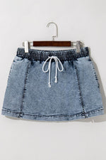 Load image into Gallery viewer, Black Drawstring High Waist Pocketed Denim Shorts - Fashion Queen -  9
