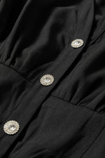 Load image into Gallery viewer, Black Elastic Cinched High Waist Long Sleeve Shirt Mini Dress - Fashion Queen -  12
