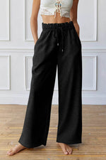 Load image into Gallery viewer, Black Elastic High Waist Drawstring Sweatpants - Fashion Queen -  1
