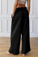 Load image into Gallery viewer, Black Elastic High Waist Drawstring Sweatpants - Fashion Queen -  2

