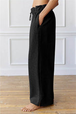 Load image into Gallery viewer, Black Elastic High Waist Drawstring Sweatpants - Fashion Queen -  3
