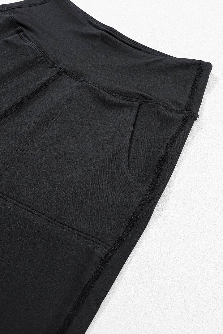 Black Exposed Seam High Waist Pocketed Joggers - Fashion Queen -  12