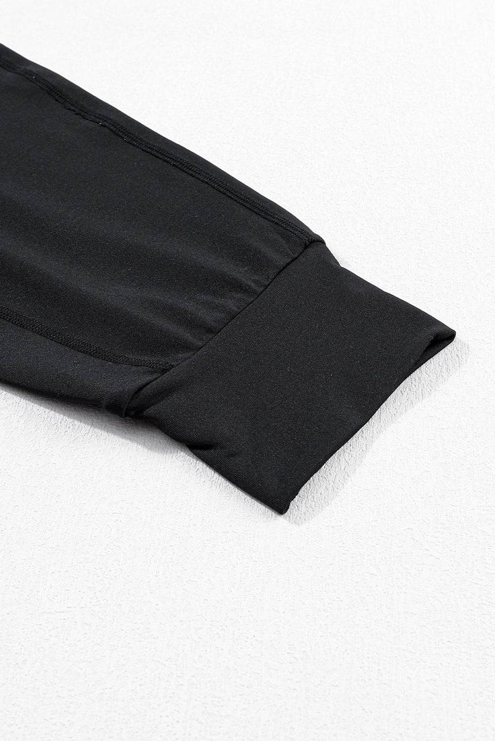 Black Exposed Seam High Waist Pocketed Joggers - Fashion Queen -  13