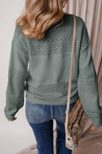 Load image into Gallery viewer, Black Eyelet Pattern Detail V Neck Drop Shoulder Sweater - Fashion Queen -  20
