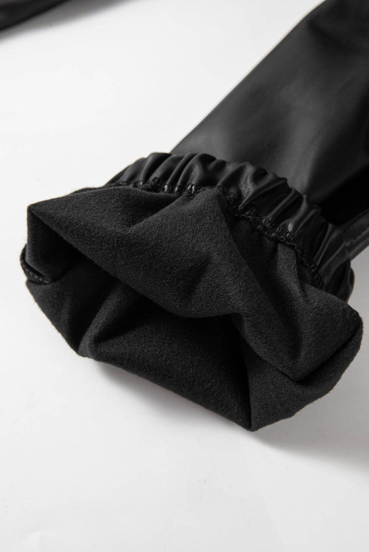 Black Faux Leather Ankle Smocked Waist Drawstring Joggers - Fashion Queen -  11
