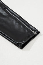 Load image into Gallery viewer, Black Faux Leather Zipped Detail Leggings - Fashion Queen -  12
