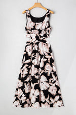 Load image into Gallery viewer, Black Floral Cutout Square Neck Knot Back Sleeveless Maxi Dress - Fashion Queen -  10
