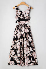 Load image into Gallery viewer, Black Floral Cutout Square Neck Knot Back Sleeveless Maxi Dress - Fashion Queen -  11
