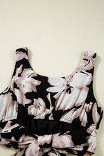 Load image into Gallery viewer, Black Floral Cutout Square Neck Knot Back Sleeveless Maxi Dress - Fashion Queen -  12
