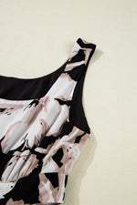 Load image into Gallery viewer, Black Floral Cutout Square Neck Knot Back Sleeveless Maxi Dress - Fashion Queen -  13
