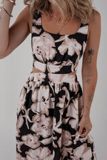 Load image into Gallery viewer, Black Floral Cutout Square Neck Knot Back Sleeveless Maxi Dress - Fashion Queen -  6
