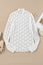 Load image into Gallery viewer, Black Floral Lace High Neck Long Sleeve Top - Fashion Queen -  19
