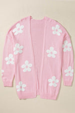 Load image into Gallery viewer, Black Floral Print Knitted Open Front Loose Cardigan - Fashion Queen -  27
