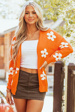 Load image into Gallery viewer, Black Floral Print Knitted Open Front Loose Cardigan - Fashion Queen -  7
