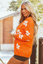 Load image into Gallery viewer, Black Floral Print Knitted Open Front Loose Cardigan - Fashion Queen -  9
