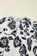 Load image into Gallery viewer, Black Floral Print Tiered Frilled Half Sleeve Plus Size Mini Dress - Fashion Queen -  20
