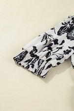 Load image into Gallery viewer, Black Floral Print Tiered Frilled Half Sleeve Plus Size Mini Dress - Fashion Queen -  21
