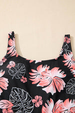 Load image into Gallery viewer, Black Floral Print Twisted Hollowed Back Swim Dress - Fashion Queen -  14
