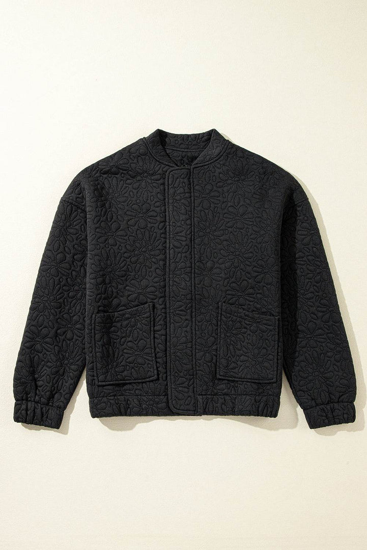 Black Floral Quilted Jacket - Fashion Queen -  12