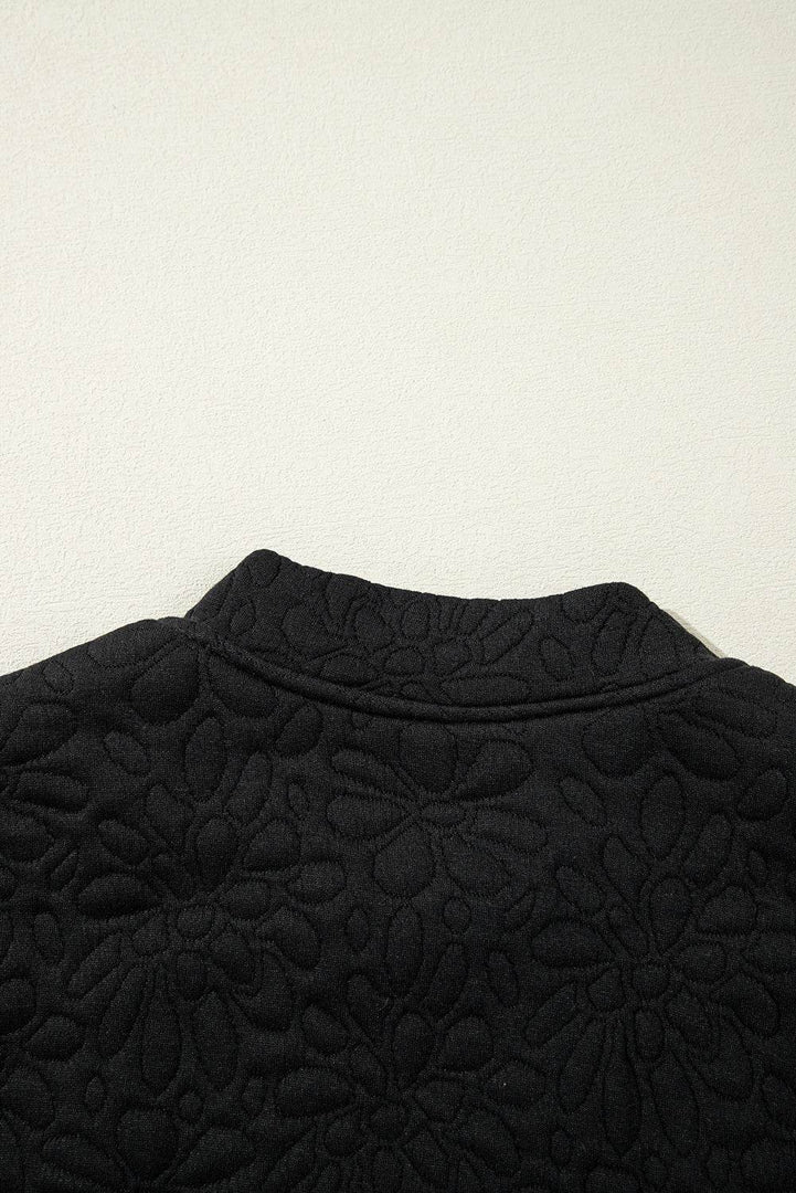 Black Floral Quilted Jacket - Fashion Queen -  13