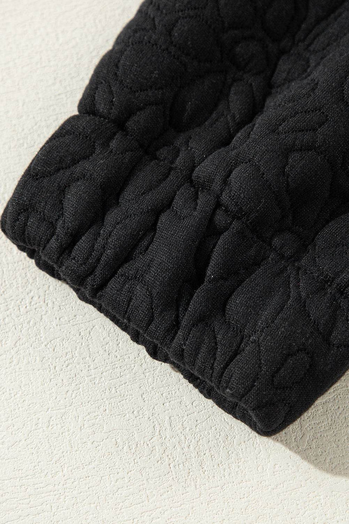Black Floral Quilted Jacket - Fashion Queen -  15