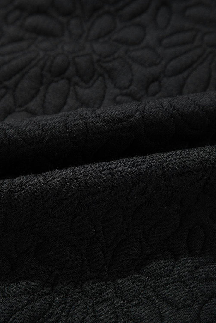 Black Floral Quilted Jacket - Fashion Queen -  19