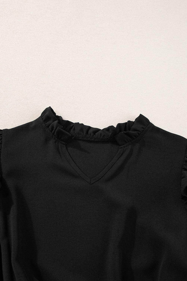 Black Flutter Sleeve Bodice Splicing Leopard Print Dress - Fashion Queen -  15