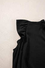 Load image into Gallery viewer, Black Flutter Sleeve Bodice Splicing Leopard Print Dress - Fashion Queen -  16
