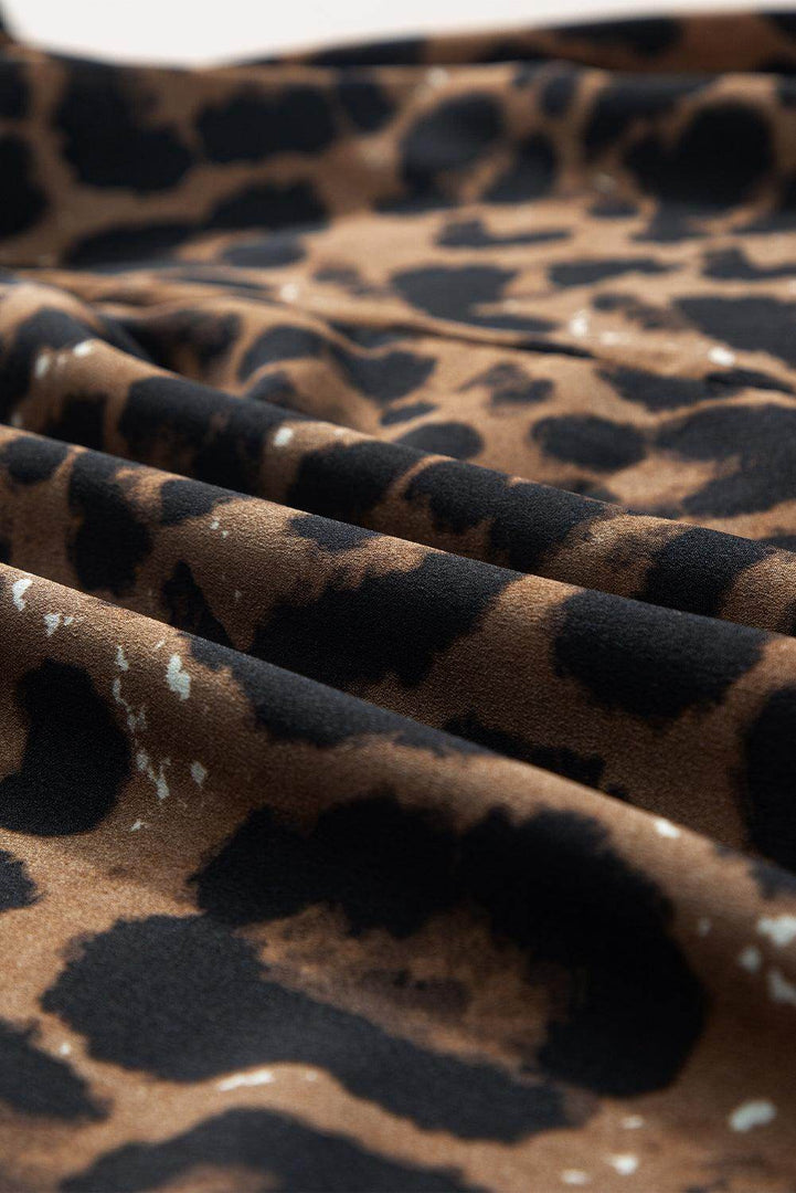 Black Flutter Sleeve Bodice Splicing Leopard Print Dress - Fashion Queen -  19