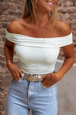 Load image into Gallery viewer, Black Folded Off Shoulder Slim Top - Fashion Queen -  16
