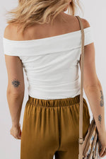 Load image into Gallery viewer, Black Folded Off Shoulder Slim Top - Fashion Queen -  6
