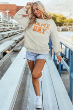 Load image into Gallery viewer, Black Game Day Graphic Rugby Football Season Sweatshirt - Fashion Queen -  10
