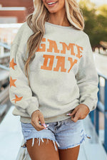 Load image into Gallery viewer, Black Game Day Graphic Rugby Football Season Sweatshirt - Fashion Queen -  12

