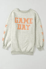 Load image into Gallery viewer, Black Game Day Graphic Rugby Football Season Sweatshirt - Fashion Queen -  13
