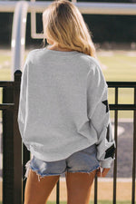 Load image into Gallery viewer, Black Game Day Graphic Rugby Football Season Sweatshirt - Fashion Queen -  2
