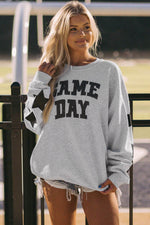 Load image into Gallery viewer, Black Game Day Graphic Rugby Football Season Sweatshirt - Fashion Queen -  7
